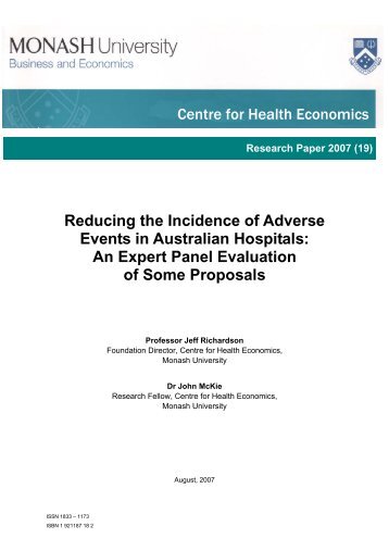 Reducing the Incidence of Adverse Events in Australian Hospitals ...