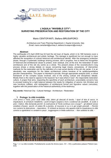 L'AQUILA "INVISIBLE CITY": SURVEYING PRESERVATION AND ...