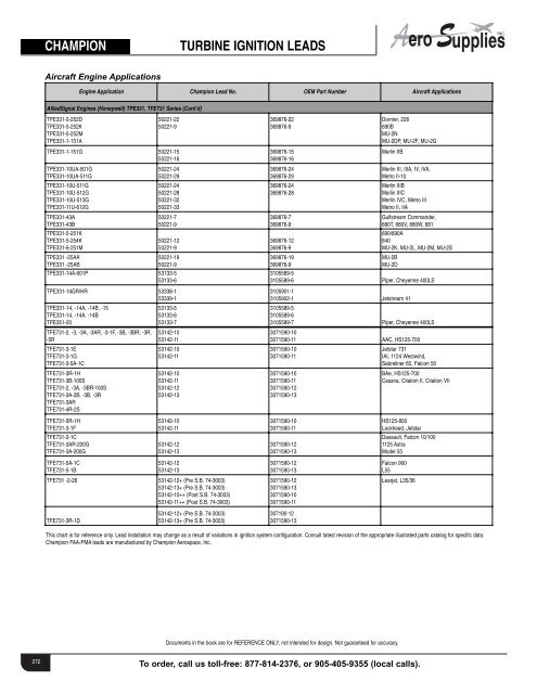 Brackett Air Filter Chart