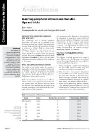 Inserting peripheral intravenous cannulae - Update in Anaesthesia