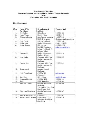 List of Participants