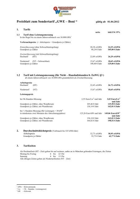 Preisblatt ab 01.04.2012 - Gemeinde Ebersdorf b. Coburg