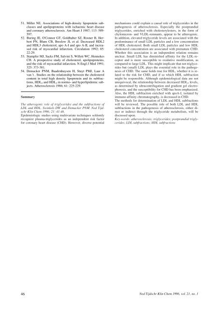 De atherogene rol van triglyceriden, LDL- en HDL-subfracties - NVKC