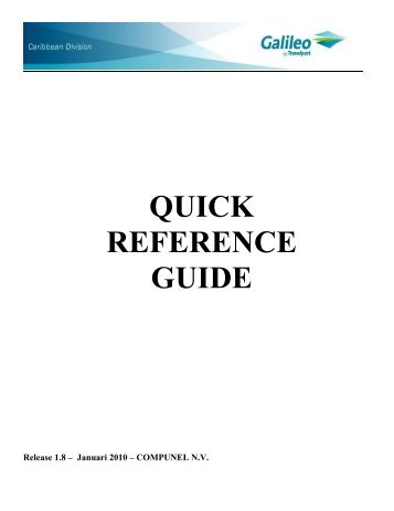 galileo quick reference guide - Galileo Caribbean - Compunel