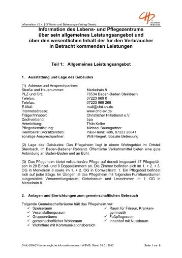 D-HL-039-03 Vorvertragliche Informationen nach WBVG ... - CHD