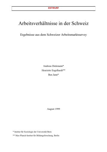 Arbeitsverhältnisse in der Schweiz - Institut für Soziologie ...