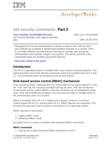 AIX security commands: Part 2 - IBM