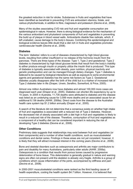 Fruit and vegetable consumption and waste in Australia - VicHealth