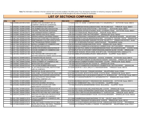 Section 25 Companies - Ministry of Corporate Affairs