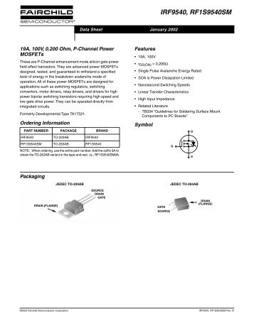 IRF9540, RF1S9540SM 19A, 100V, 0.200 Ohm, P ... - EBG - Darmstadt