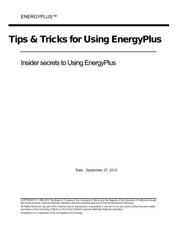 Tips & Tricks to Using EnergyPlus - EERE - U.S. Department of Energy