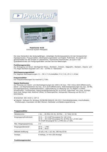 PeakTech® 4120 Universal-System-Messplatz ... - EBG - Darmstadt