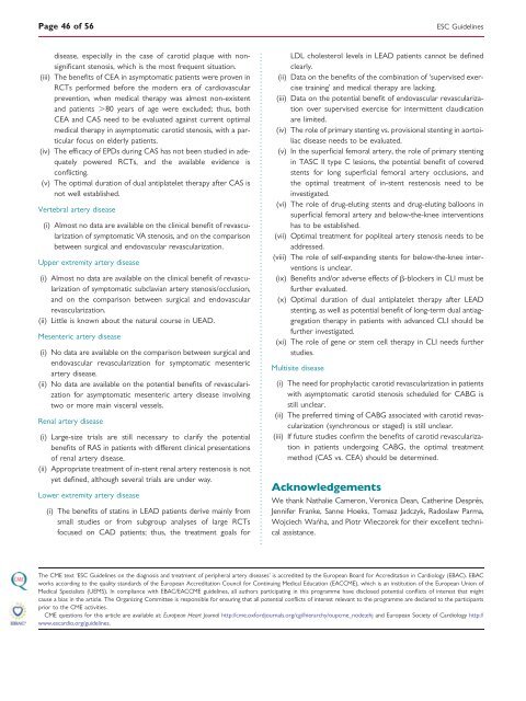 ESC Guidelines on the diagnosis and treatment of peripheral artery ...