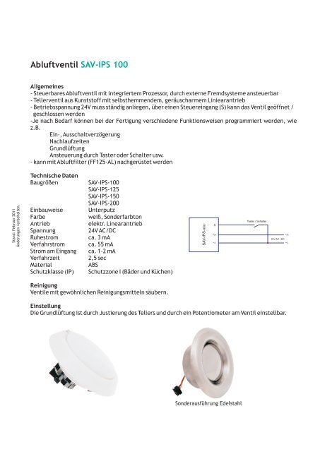 Abluftventil SAV-IPS 100