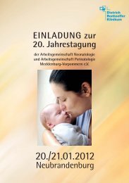 20. Jahrestagung EINLADUNG zur - Dietrich Bonhoeffer Klinikum ...