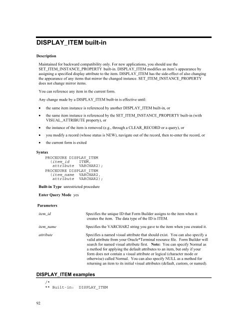 Oracle Forms Developer – Form Builder Reference, Volume 1