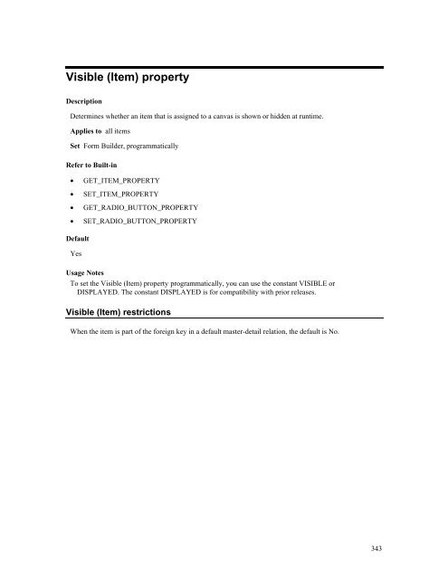 Oracle Forms Developer – Form Builder Reference, Volume 1