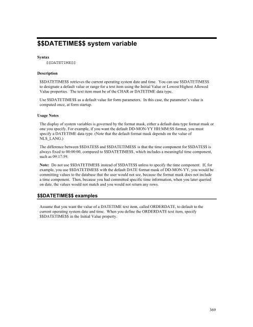 Oracle Forms Developer – Form Builder Reference, Volume 1