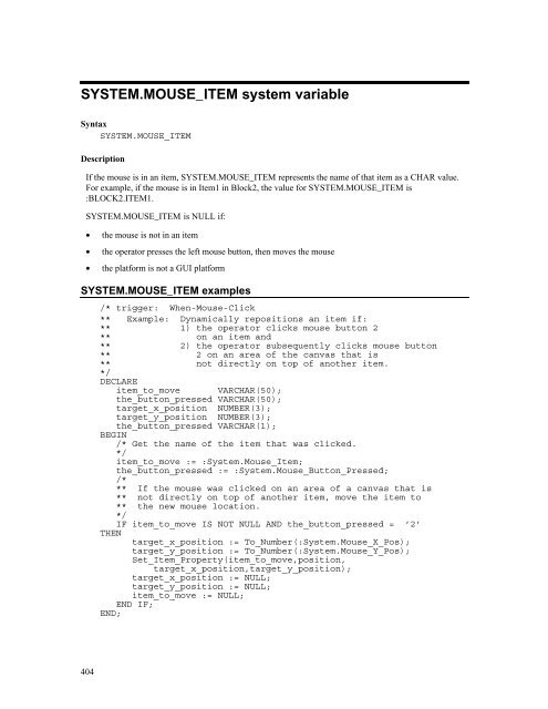 Oracle Forms Developer – Form Builder Reference, Volume 1