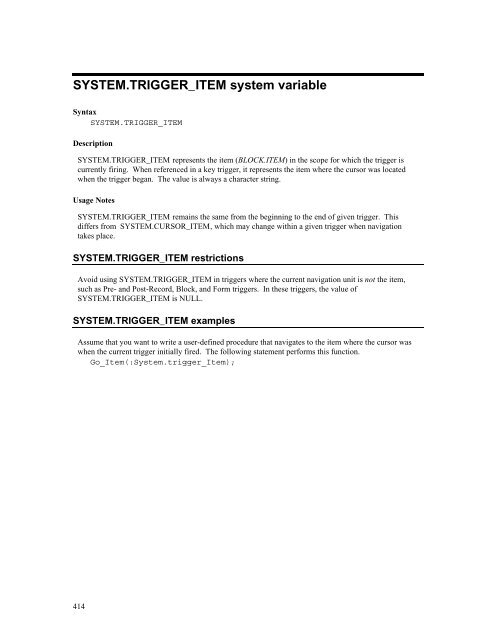 Oracle Forms Developer – Form Builder Reference, Volume 1