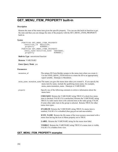 Oracle Forms Developer – Form Builder Reference, Volume 1