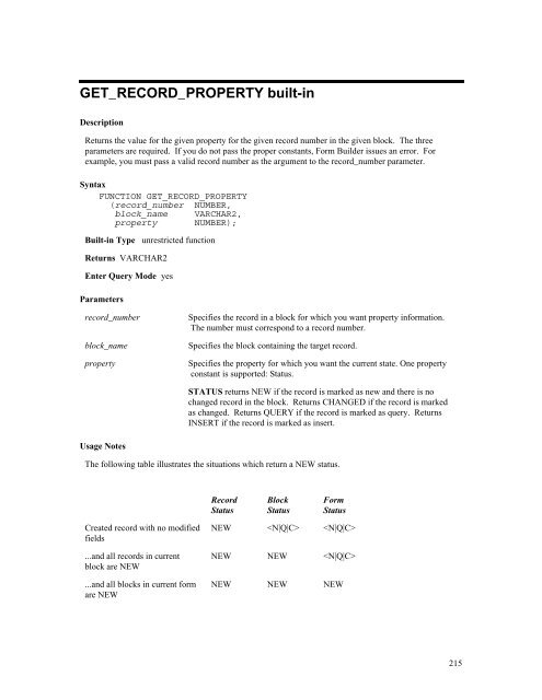 Oracle Forms Developer – Form Builder Reference, Volume 1