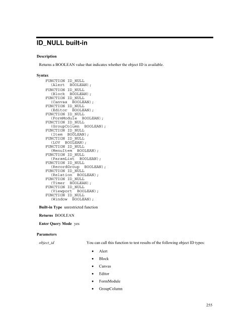 Oracle Forms Developer – Form Builder Reference, Volume 1