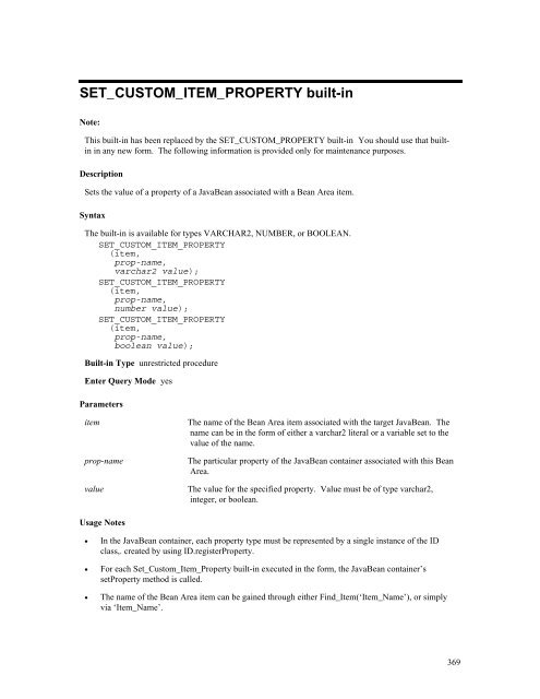 Oracle Forms Developer – Form Builder Reference, Volume 1