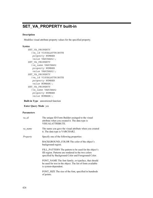 Oracle Forms Developer – Form Builder Reference, Volume 1