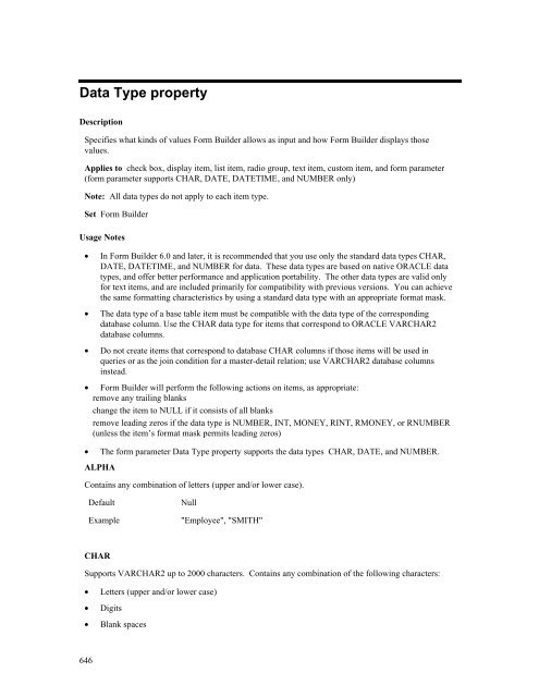 Oracle Forms Developer – Form Builder Reference, Volume 1