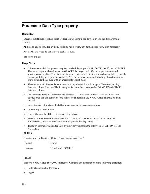 Oracle Forms Developer – Form Builder Reference, Volume 1