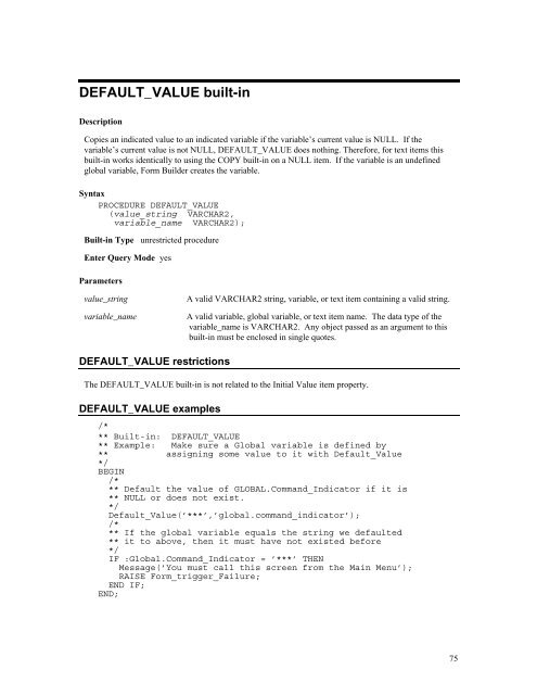 Oracle Forms Developer – Form Builder Reference, Volume 1