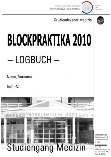 Logbuch Blockpraktikum SoSe 2010 - Ernst-Moritz-Arndt-Universität ...