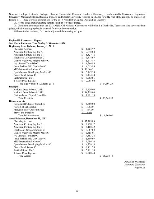 Index of Student Presenters - Alpha Chi