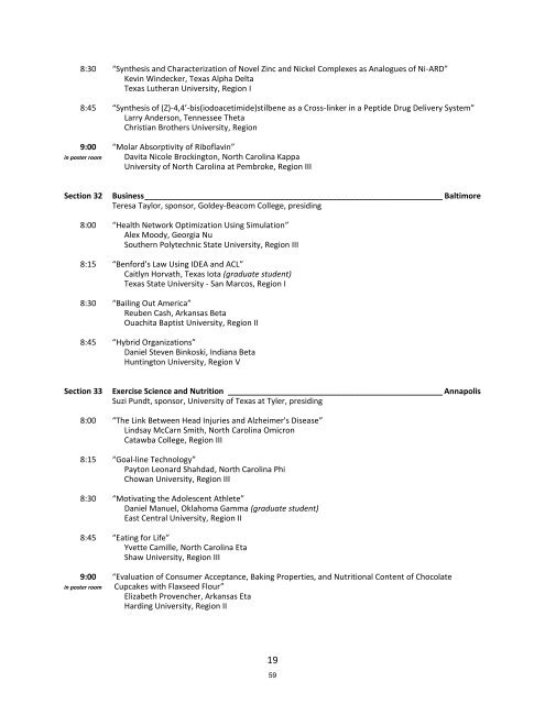 Index of Student Presenters - Alpha Chi