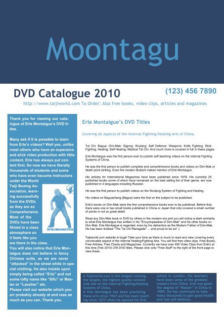 DVD Catalogue 2010 - Tai Chi World