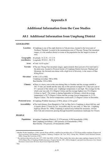 Appendix 8 Additional Information from the Case Studies A8.1 ...