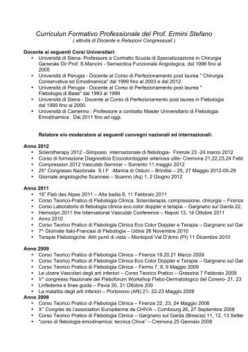 Curriculun Formativo Professionale del Prof. Ermini Stefano