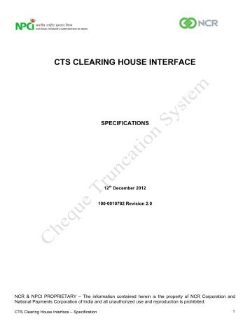 cts clearing house interface - National Payments Corporation of India