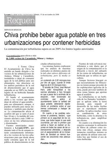 Chiva prohibe beber agua potable en tres urbanizaciones por ...