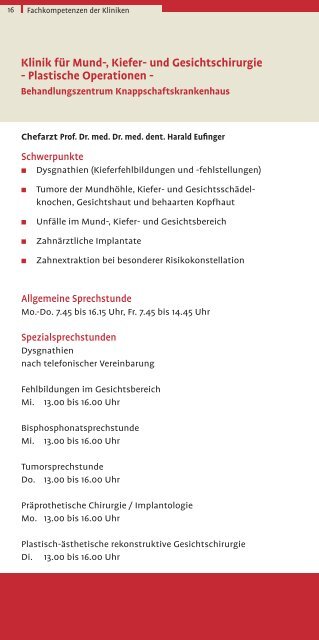 UNSERE KliNiKEN UNd FACHZENTREN