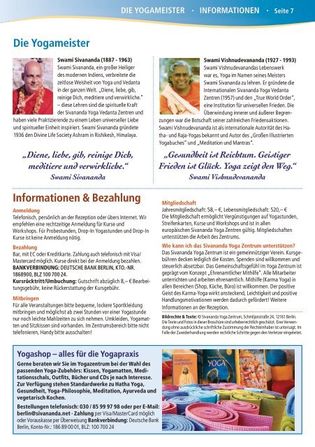 Sivananda YOGa vedanta Zentrum Berlin