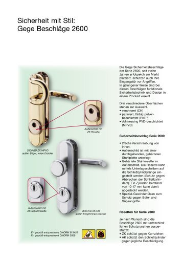 Sicherheit mit Stil: Gege Beschläge 2600