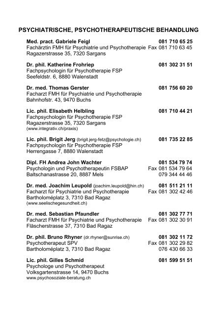 PSYCHIATRISCHE, PSYCHOTHERAPEUTISCHE BEHANDLUNG