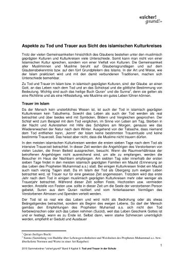 Tod und Trauer im islamischen Kulturkreis (56 kb - schule.sg.ch