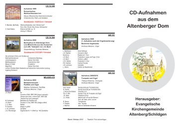 CD-Aufnahmen aus dem Altenberger Dom - Altenberger Dommusik