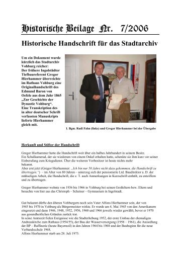 Historische Handschrift für das Stadtarchiv