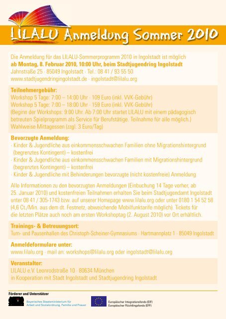 Das neue Ferienprogramm - LILALU.org