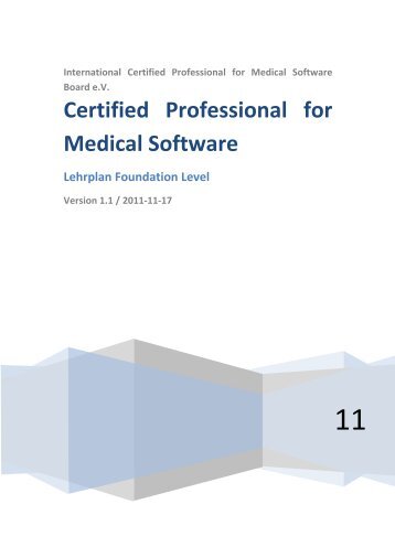 Certified Professional for Medical Software - Foundation Level