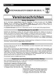 Mai/Juni 2001 STENOGRAFENVEREIN BUER EV Vereinsnachrichten
